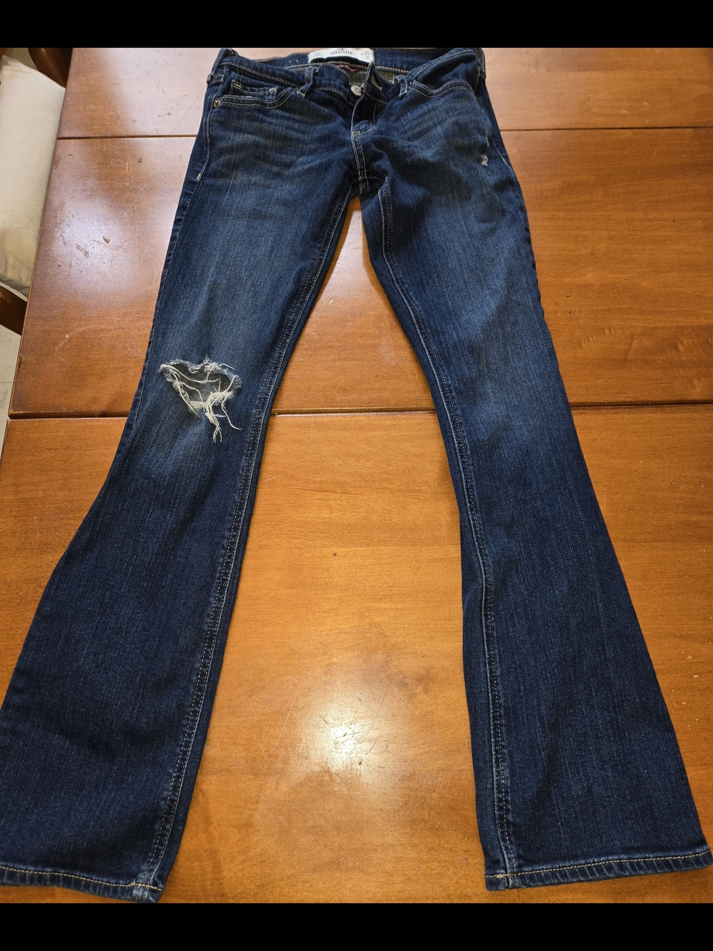Dark Blue Women's Bootcut Jeans - Classic Distressed Style